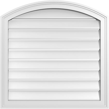Ekena Millwork Arch Top Surface Mount PVC Gable Vent: Non-Functional, w/2"W x 1-1/2"P Brickmould Frame, 26"W x 42"H GVPAR26X4202SN